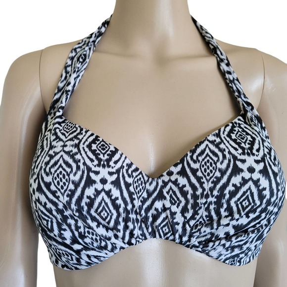Victoria's Secret Black/White Printed Halter Padded Bikini Top Swimsuit Size M - Picture 4 of 10